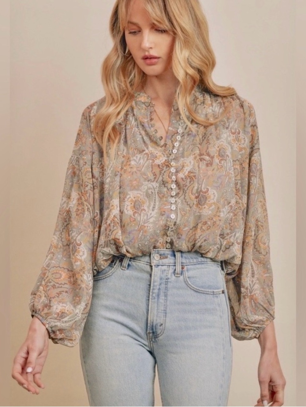 Bohme Paisley Mother of Pearl Blouse